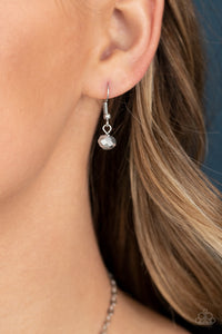 Paparazzi Iridescent Illumination - White - Opaque Crystal Fringe - Silver Necklace & Earrings - $5 Jewelry with Ashley Swint