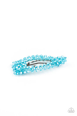 Paparazzi Just Follow The Glitter - Blue - Crystal Beads Bedazzle this Silver Hair Clip - $5 Jewelry with Ashley Swint