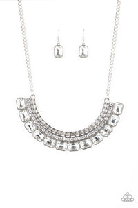 Paparazzi Killer Knockout - White Rhinestones - Emerald Cut Gems - Necklace & Earrings - $5 Jewelry with Ashley Swint