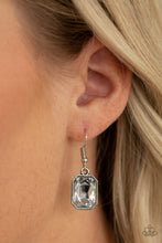 Load image into Gallery viewer, Paparazzi Killer Knockout - White Rhinestones - Emerald Cut Gems - Necklace &amp; Earrings - $5 Jewelry with Ashley Swint