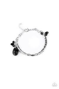 Paparazzi Let Yourself GLOW - Black Teardrop Crystal - Hammered Silver Bracelet - $5 Jewelry with Ashley Swint