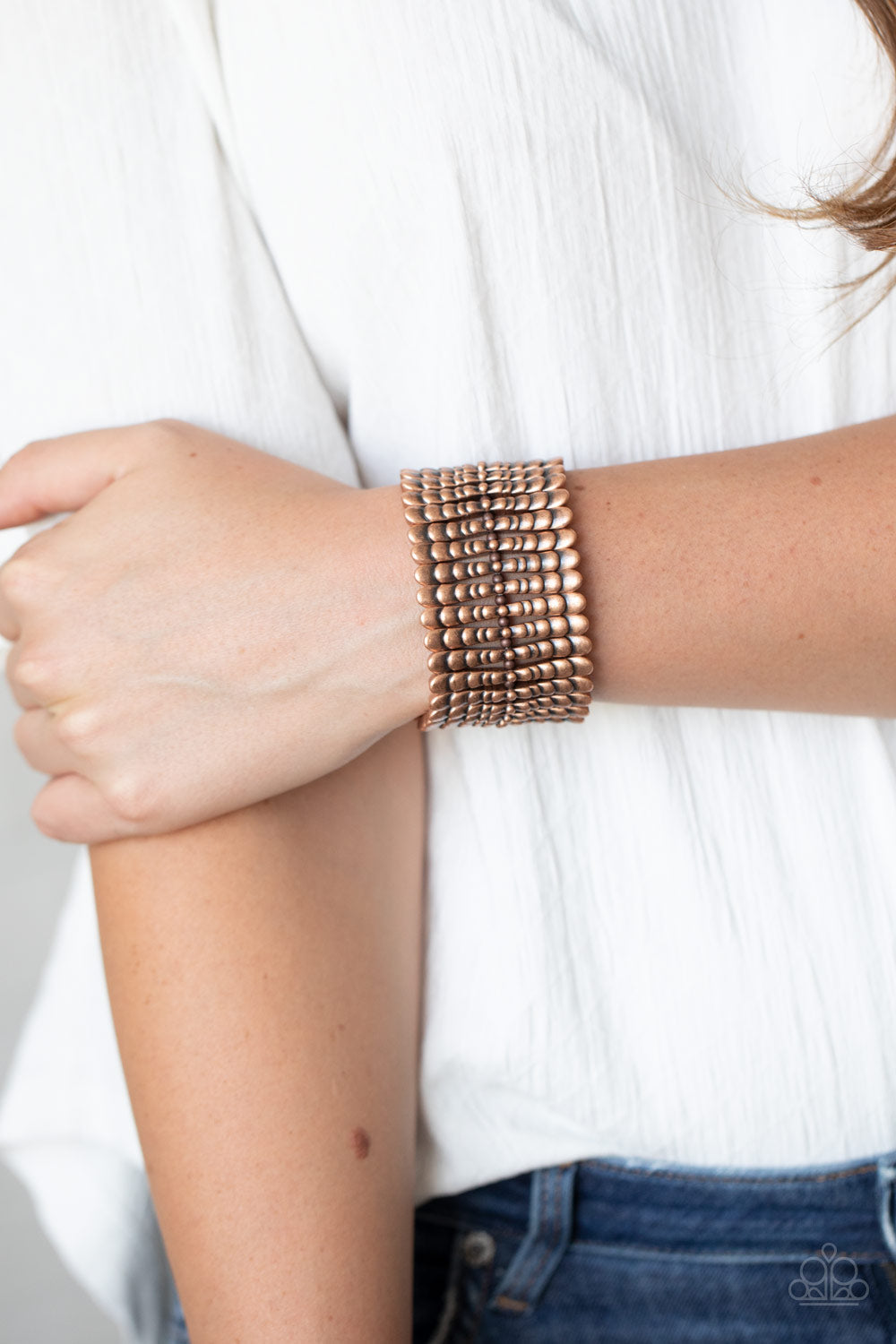 Paparazzi Level The Field - Copper - Stretchy Band Bracelet - $5 Jewelry with Ashley Swint