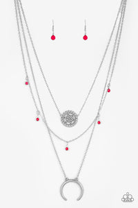 Paparazzi Lunar Lotus - Pink Beads - Multi Layered Silver Chain Necklace and matching Earrings - $5 Jewelry with Ashley Swint