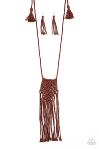 Paparazzi Macrame Mantra - Brown - Necklace & Earrings - $5 Jewelry with Ashley Swint