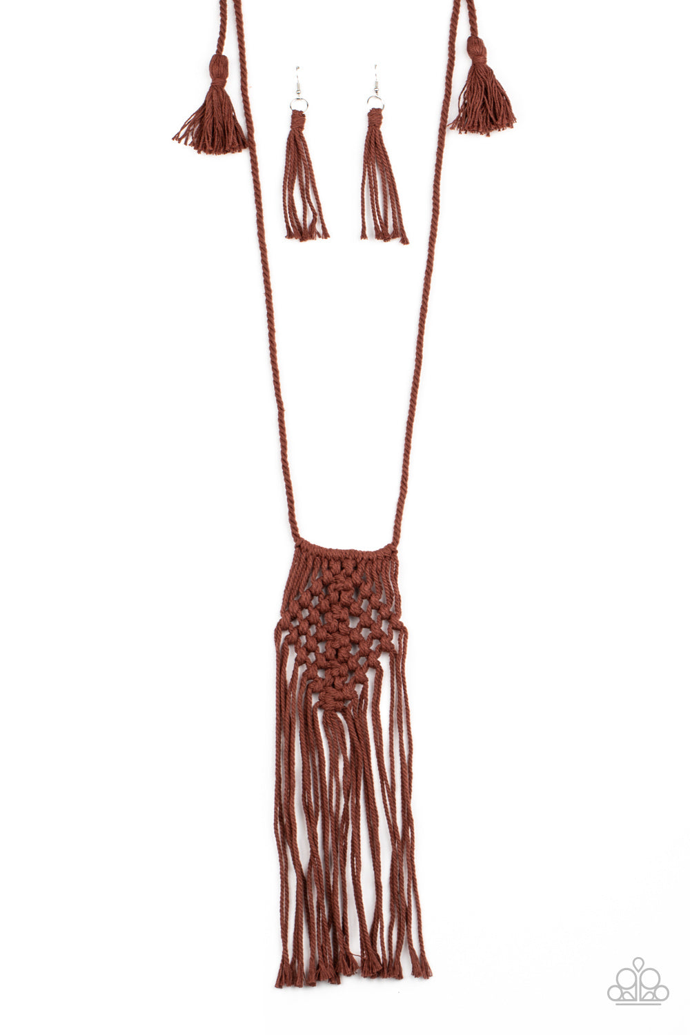 Paparazzi Macrame Mantra - Brown - Necklace & Earrings - $5 Jewelry with Ashley Swint