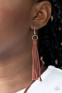 Paparazzi Macrame Mantra - Brown - Necklace & Earrings - $5 Jewelry with Ashley Swint
