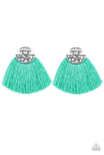 Load image into Gallery viewer, Paparazzi Make Some PLUME - Green Thread / Fringe / Tassel - Hammered Silver - Post Earrings - $5 Jewelry with Ashley Swint