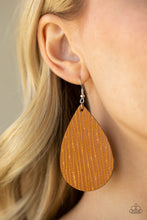 Load image into Gallery viewer, Paparazzi Natural Resource - Yellow / Tan - Stamped Animal Print - Leather Teardrop Earrings - $5 Jewelry With Ashley Swint