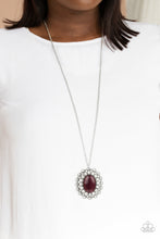Load image into Gallery viewer, PRE-ORDER - Paparazzi Oh My Medallion - Purple Cat&#39;s Eye Stone - Necklace &amp; Earrings - $5 Jewelry with Ashley Swint