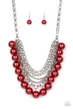 Load image into Gallery viewer, Paparazzi One-Way WALL STREET - Red Pearls - Silver Chains - Necklace &amp; Earrings - $5 Jewelry With Ashley Swint