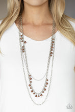 Load image into Gallery viewer, Paparazzi Pearl Pageant - Brown Pearls - Multi Layered Necklace and matching Earrings - $5 Jewelry With Ashley Swint