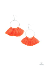 Load image into Gallery viewer, Paparazzi Peruvian Princess - Orange / Coral - Thread Tassel Fringe - Silver Hoop Earrings - $5 Jewelry with Ashley Swint
