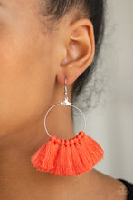 Load image into Gallery viewer, Paparazzi Peruvian Princess - Orange / Coral - Thread Tassel Fringe - Silver Hoop Earrings - $5 Jewelry with Ashley Swint