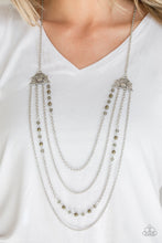 Load image into Gallery viewer, Paparazzi Pharaoh Finesse - Green - Ornate Silver Fittings - Necklace &amp; Earrings - $5 Jewelry with Ashley Swint
