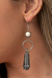 PRE-ORDER - Paparazzi Prana Paradise - White Stone - Earrings - $5 Jewelry with Ashley Swint