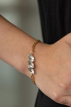 Load image into Gallery viewer, Paparazzi Pretty Priceless - Gold - White Rhinestones Adjustable - Bracelet - $5 Jewelry with Ashley Swint