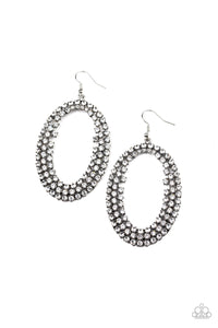 Paparazzi Radical Razzle - White Rhinestones - Hoop Earrings - Life of the Party Exclusive June 2020 - $5 Jewelry with Ashley Swint