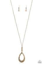 Load image into Gallery viewer, Paparazzi Red Carpet Royal - Brass - Topaz Rhinestones - Teardrop Pendant - Necklace &amp; Earrings - $5 Jewelry With Ashley Swint