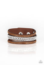 Load image into Gallery viewer, Paparazzi Rollin In Rhinestones - Brown - Topaz &amp; White Rhinestones - Snap Bracelet - $5 Jewelry with Ashley Swint