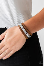 Load image into Gallery viewer, Paparazzi Rollin In Rhinestones - Brown - Topaz &amp; White Rhinestones - Snap Bracelet - $5 Jewelry with Ashley Swint