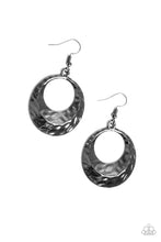 Load image into Gallery viewer, Paparazzi Savory Shimmer - Black - Hammered Gunmetal Hoop Earrings - $5 Jewelry With Ashley Swint