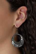 Load image into Gallery viewer, Paparazzi Savory Shimmer - Black - Hammered Gunmetal Hoop Earrings - $5 Jewelry With Ashley Swint