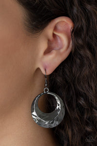Paparazzi Savory Shimmer - Black - Hammered Gunmetal Hoop Earrings - $5 Jewelry With Ashley Swint
