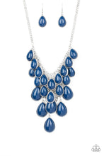 Load image into Gallery viewer, Paparazzi Shop Til You TEARDROP - Blue - Teardrops - Dramatic Fringe - Silver Chain Necklace and matching Earrings - $5 Jewelry With Ashley Swint