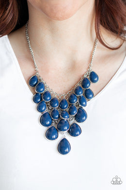 Paparazzi Shop Til You TEARDROP - Blue - Teardrops - Dramatic Fringe - Silver Chain Necklace and matching Earrings - $5 Jewelry With Ashley Swint