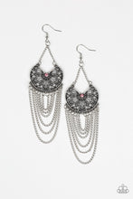 Load image into Gallery viewer, Paparazzi So Social Butterfly - Pink Rhinestones - Silver Fringe Earrings - $5 Jewelry With Ashley Swint