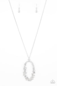 Paparazzi Spotlight Social - White Rhinestone - Necklace & Earrings - $5 Jewelry with Ashley Swint