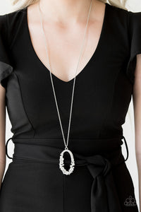 Paparazzi Spotlight Social - White Rhinestone - Necklace & Earrings - $5 Jewelry with Ashley Swint