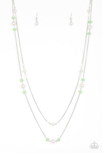 Paparazzi Spring Splash - Green / White Pearls - Necklaces and matching Earrings - $5 Jewelry With Ashley Swint