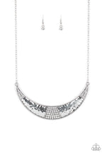 Load image into Gallery viewer, Paparazzi Stardust - White Rhinestones - Hammered Silver Necklace &amp; Earrings - $5 Jewelry With Ashley Swint