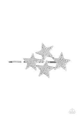 PRE-ORDER - Paparazzi Stellar Celebration - White - Stars Bobby Pin Hair Clip - $5 Jewelry with Ashley Swint