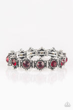 Load image into Gallery viewer, Paparazzi Strut Your Stuff - Red Rhinestones - Silver Stretchy Bracelet - $5 Jewelry With Ashley Swint
