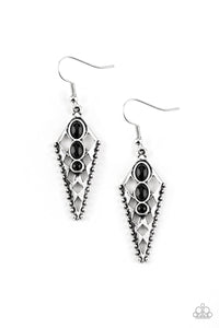 Paparazzi Terra Territory - Black Beads - Ornate Triangular Tribal Earrings - $5 Jewelry With Ashley Swint