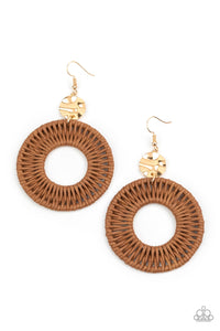 Paparazzi Total Basket Case - Brown - Earrings - $5 Jewelry with Ashley Swint