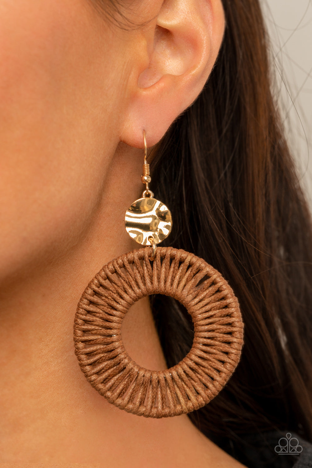 Paparazzi Total Basket Case - Brown - Earrings - $5 Jewelry with Ashley Swint