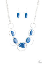 Load image into Gallery viewer, Paparazzi Travel Log - Blue - Galaxy Rock Beads - Silver Hoops - Necklace &amp; Earrings - $5 Jewelry with Ashley Swint