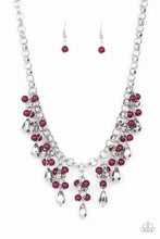 Load image into Gallery viewer, Paparazzi Travelling Trendsetter - Purple Plum Beads - Bold Silver Chain Necklace &amp; Earrings - $5 Jewelry With Ashley Swint