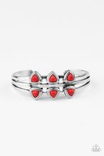 Load image into Gallery viewer, Paparazzi Tribal Triad - Red - Faceted Triangle Beads - Silver Cuff Bracelet - $5 Jewelry with Ashley Swint