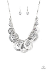 Paparazzi Turn It Up - Silver - Hammered Hoops - Necklace & Earrings - $5 Jewelry with Ashley Swint