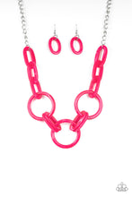 Load image into Gallery viewer, Paparazzi Turn Up The Heat - Pink Acrylic - Silver Chain Necklace &amp; Earrings - $5 Jewelry With Ashley Swint