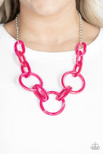 Load image into Gallery viewer, Paparazzi Turn Up The Heat - Pink Acrylic - Silver Chain Necklace &amp; Earrings - $5 Jewelry With Ashley Swint