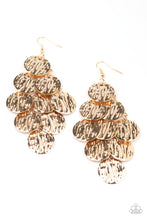 Load image into Gallery viewer, Paparazzi Uptown Edge - GOLD - Embossed Rippling Discs - Earrings - $5 Jewelry with Ashley Swint