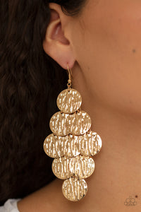 Paparazzi Uptown Edge - GOLD - Embossed Rippling Discs - Earrings - $5 Jewelry with Ashley Swint