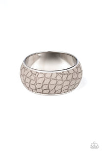 Paparazzi Urban Jungle - Silver - Crocodile Print Faux Leather - Bangle Bracelet - $5 Jewelry with Ashley Swint