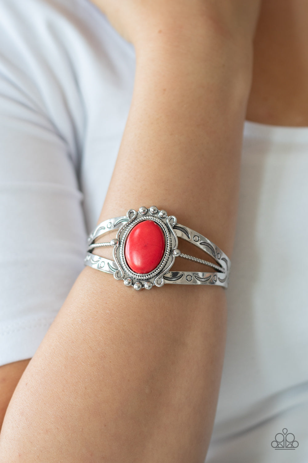 Paparazzi Very TERRA-torial - Red Stone - Bracelet - $5 Jewelry with Ashley Swint