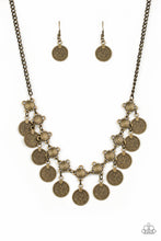 Load image into Gallery viewer, Paparazzi Walk The Plank - Brass - Coin Like Discs - Necklace &amp; Earrings - $5 Jewelry with Ashley Swint